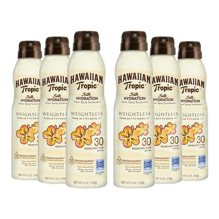 Hawaiian Tropic Silk Hydration Clear Mist Spray Sunscreen SPF 30 6 oz (Pack of 6) | Walmart (US)