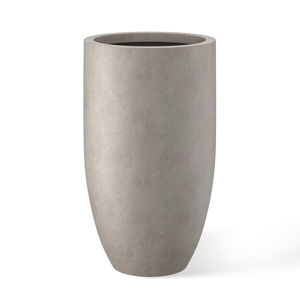 Kante 24 Inch Tall Round Concrete Planter, Large Indoor Outdoor Plant Pots with Drainage Hole and... | Amazon (US)