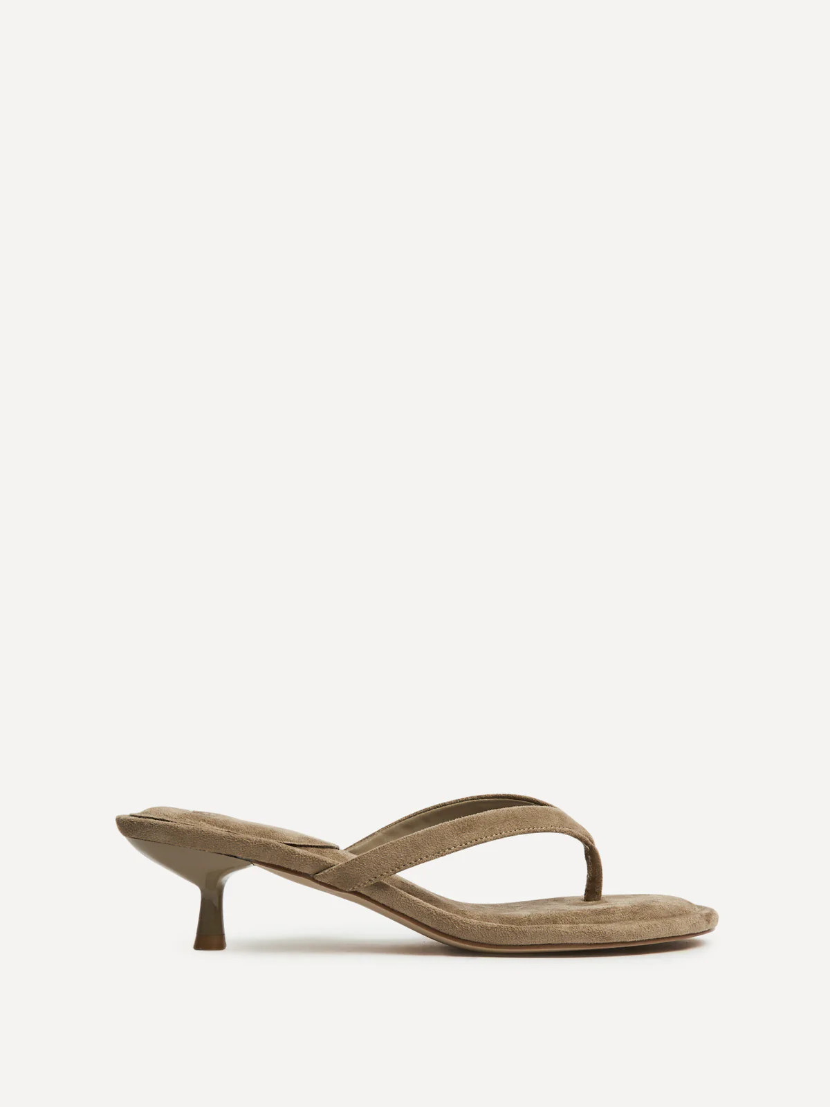 Ascend Taupe Faux Suede Mule Heels | Linzi Shoes