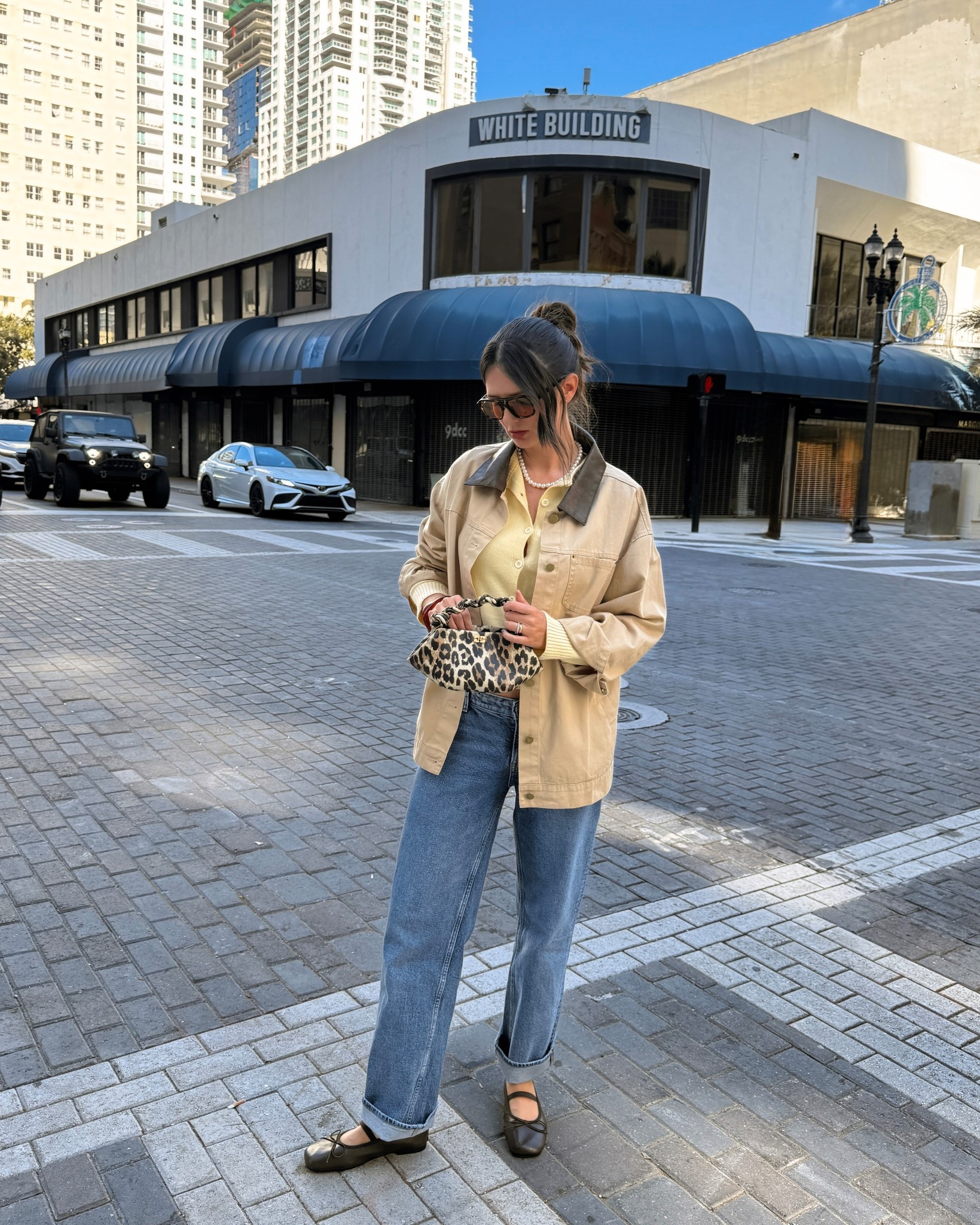 Jeans are the maternity before and after from H&M that I keep wearing since my pregnancy, super comfy and low rise. Bag is Ganni, very small but absolutely cute. Brown ballerinas were a great addition because I wear them as much as my black ones and they look cooler. If you have small face and love oversized sunnies run to get this from Amazon, they will fit you perfectly I swear 🙌🏼🙌🏼

#LTKmomlife #LTKootd #LTKCyberWeek