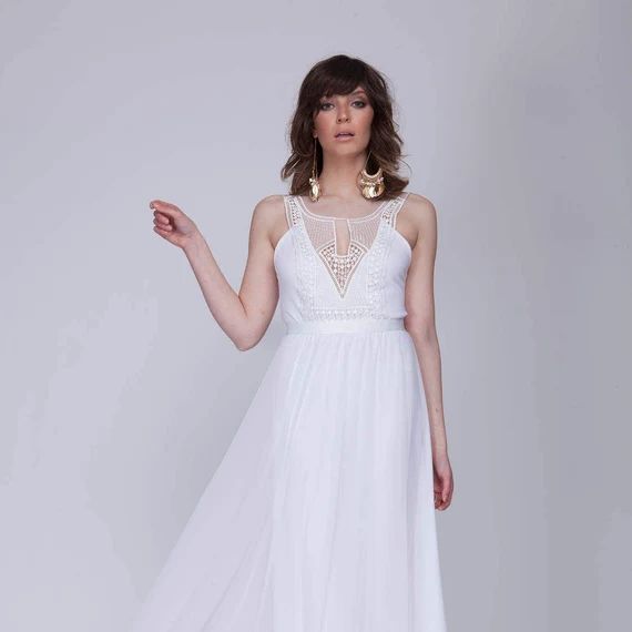 Boho wedding dress, wedding dress, simple wedding dress, Barzelai wedding dress, embroidery wedding  | Etsy (US)