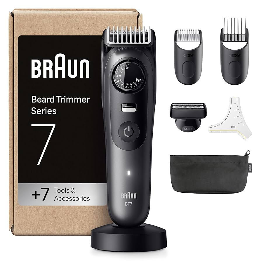 Braun Beard Trimmer Series 7, +7 Barbering Tools, Lifetime Sharp ProBlade, Up to 120 Min Runtime,... | Amazon (UK)