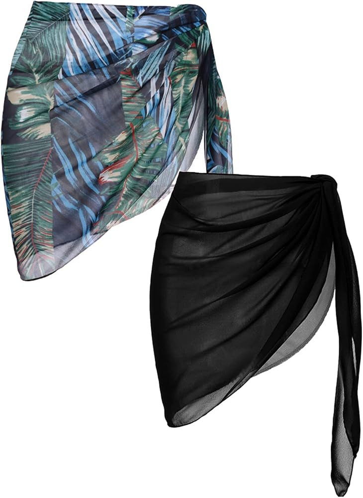 Ekouaer 2 Pieces Women Beach Sarongs Sheer Cover Ups Chiffon Bikini Wrap Skirt for Swimwear S-XXL | Amazon (CA)
