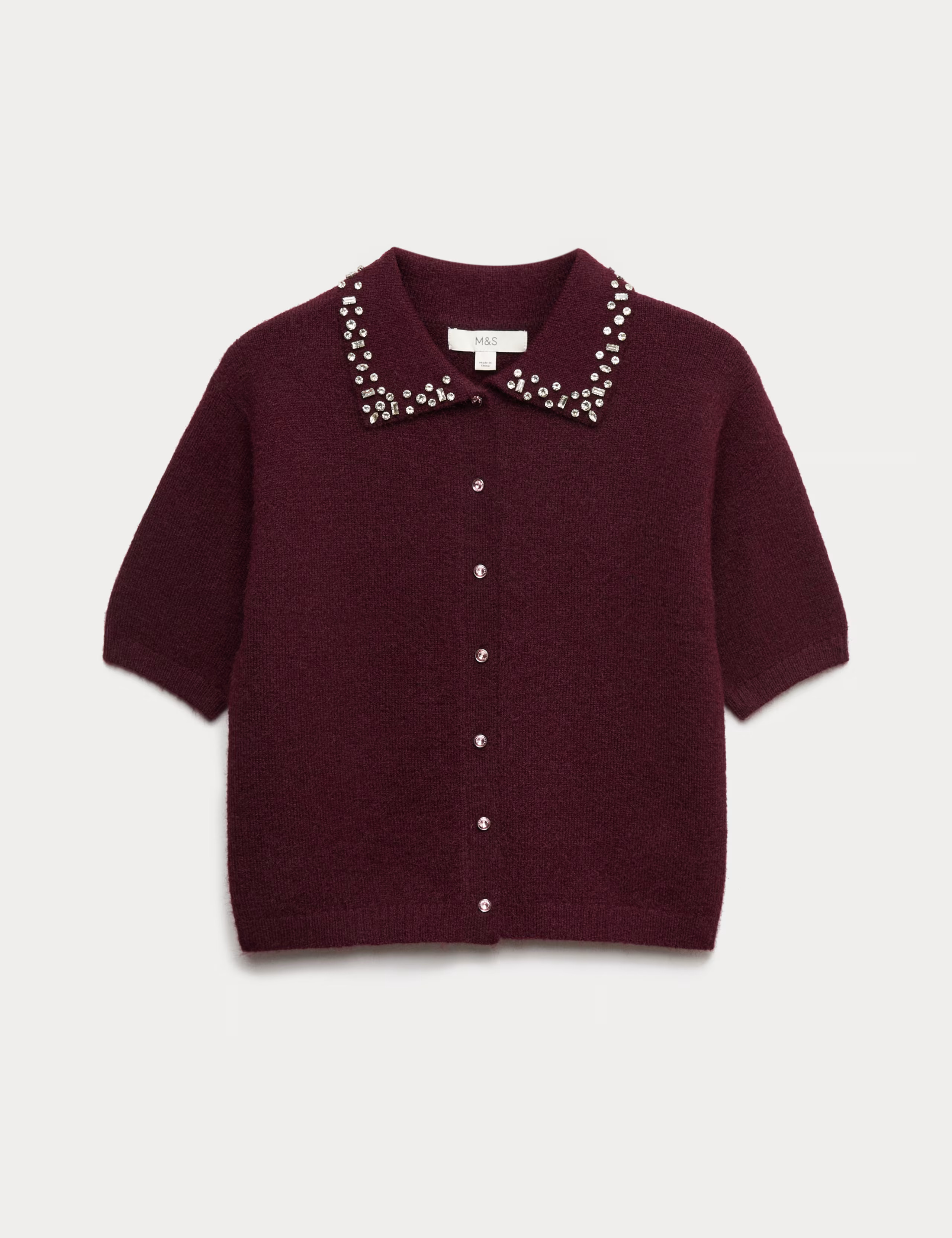Embellished Cropped Cardigan with Wool | Marks & Spencer (UK)