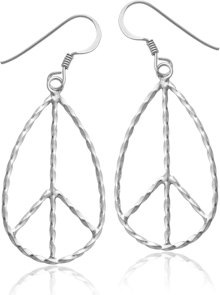 MIMI Sterling Silver Peace Sign Teardrop Dangle Earrings | Amazon (US)
