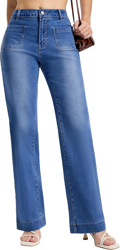 SEVEGO Tall Women's 34"/36"/38" Inseam Wide Leg Jeans High Waisted Stretchy Straight Loose Trendy... | Amazon (US)