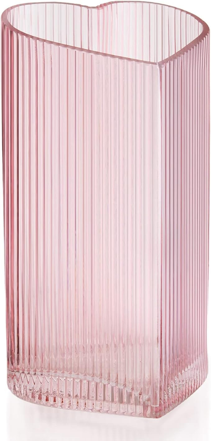 Diamond Star Decorative Vase Heart Shaped Glass Flower Vase for Home Wedding Table Centerpieces (... | Amazon (US)