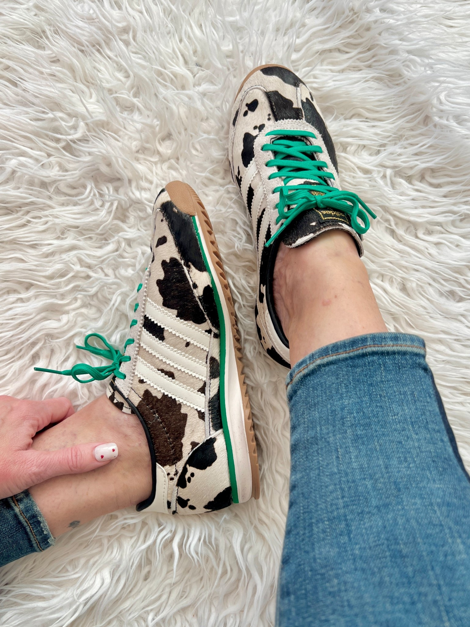 🐄 🐮 💚Print Adidas are THE cutest. I found them to be oversized bc I had to exchange - usually I’m a solid 7, but got a 6.5 and they fit perfect now. 

#LTKootd #LTKgrwm #LTKOver40
