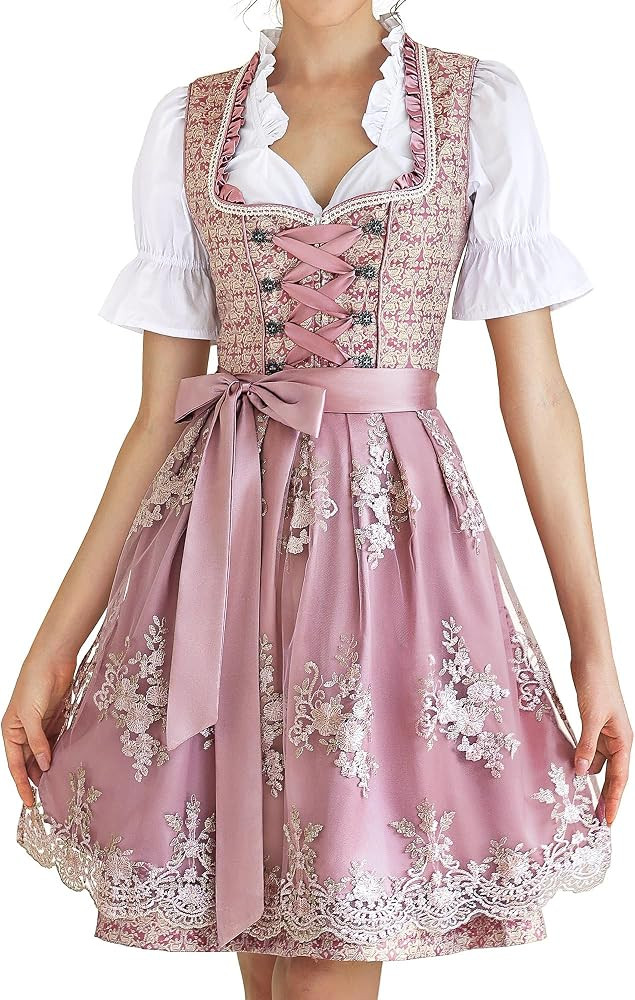 EIISSION Dirndl Damen Midi Trachtenkleid inkl. Trachtenrock Dirndlbluse Dirndlsch\u00fcrze f\u00f... | Amazon (DE)