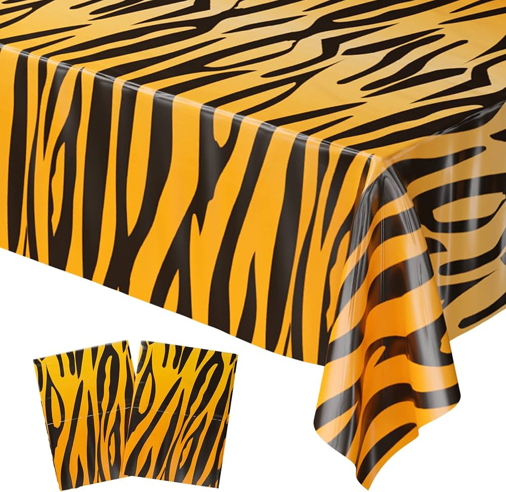 Blue Orchards Tiger Stripe Table Covers (Pack of 2) - 54"x108" XL - Tiger Birthday Party Supplies... | Amazon (US)