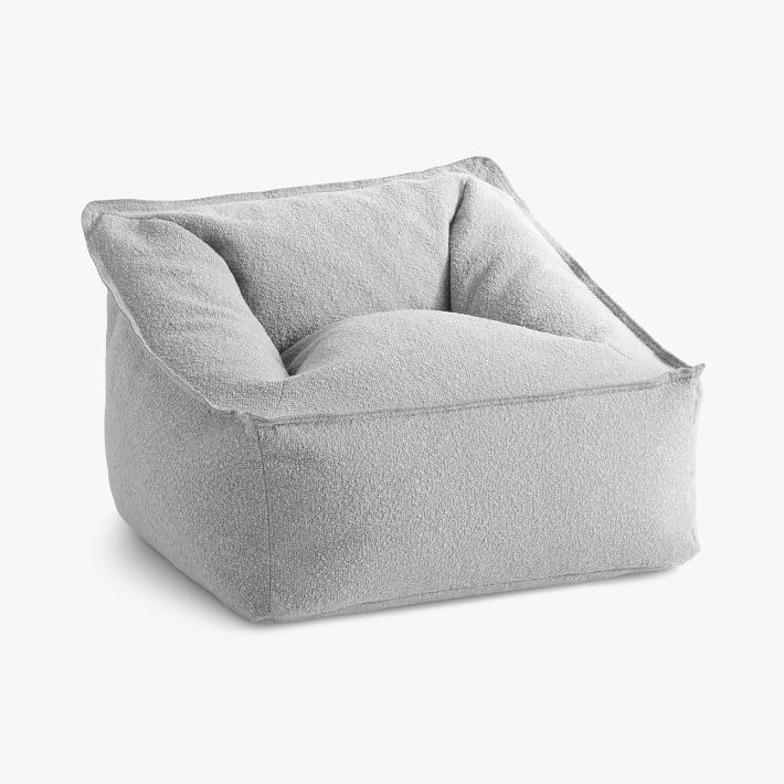 Chunky Boucle Mist Gray Modern Lounger | Pottery Barn Teen