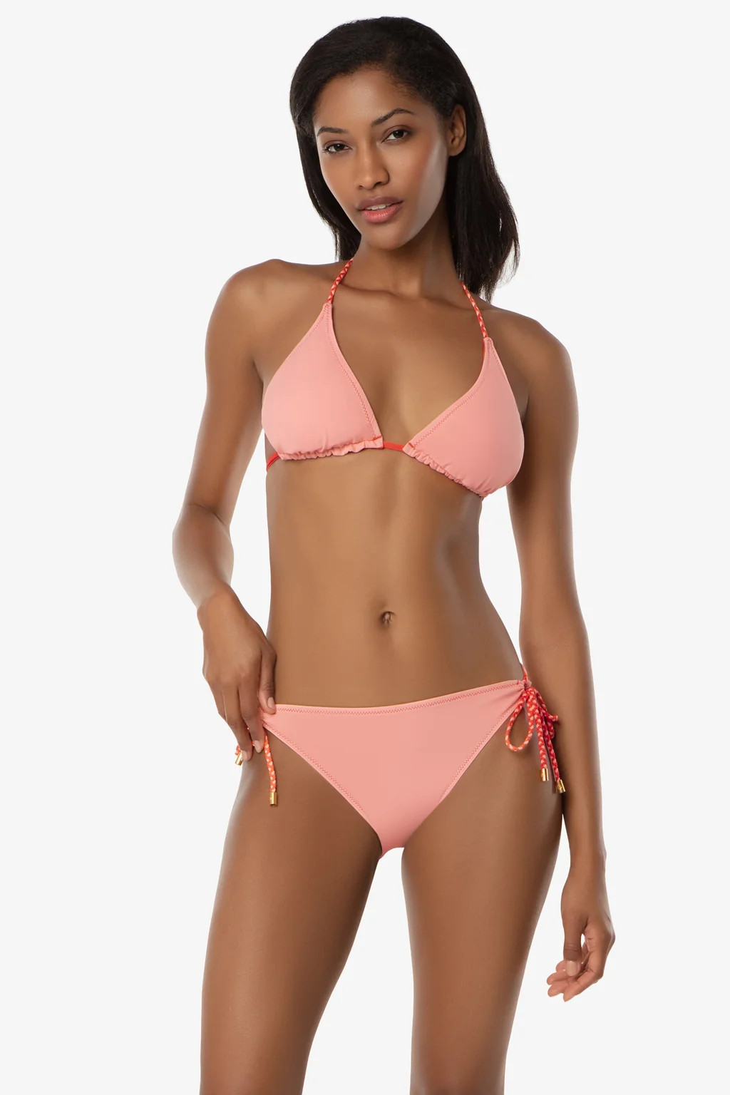 Reversible Tunnel Side Hipster With Braid  |  Textured Tropical Coral | Helen Jon