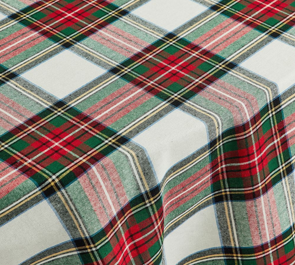 Stewart Plaid Cotton Round Tablecloth | Pottery Barn (US)
