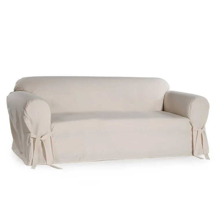 Classic Slip Covers 1-Piece Cotton Loveseat Slipcover With Bowties | Walmart (US)