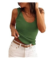 PRETTYGARDEN Womens Summer Sleeveless Tank Tops 2026 V Neck Ruffle Lightweight Ribbed Knit Shirt ... | Amazon (US)