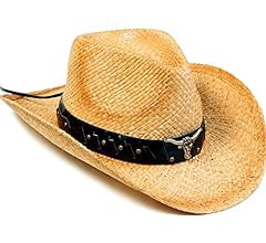Livingston Men & Women's Woven Straw Cowboy Hat w/Hat Band | Amazon (US)