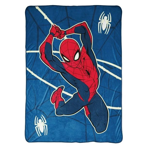 Spider-Man Swing Into Action Glow In The Dark Kids Twin Blanket, 62 x 90, Microfiber, Blue, Marve... | Walmart (US)