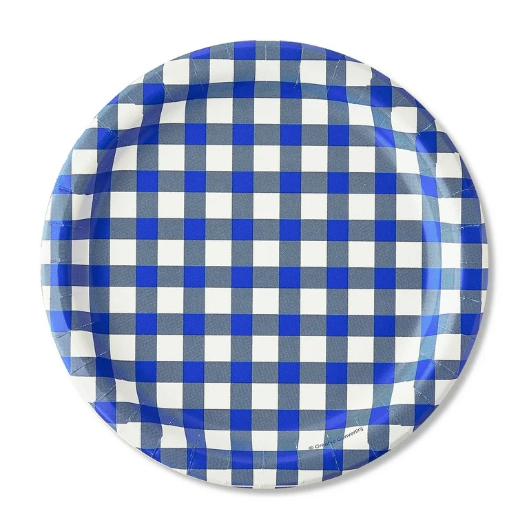 Patriotic Gingham Disposable Paper Plates, 6.5", Blue/White, 8 Count, by Way To Celebrate | Walmart (US)