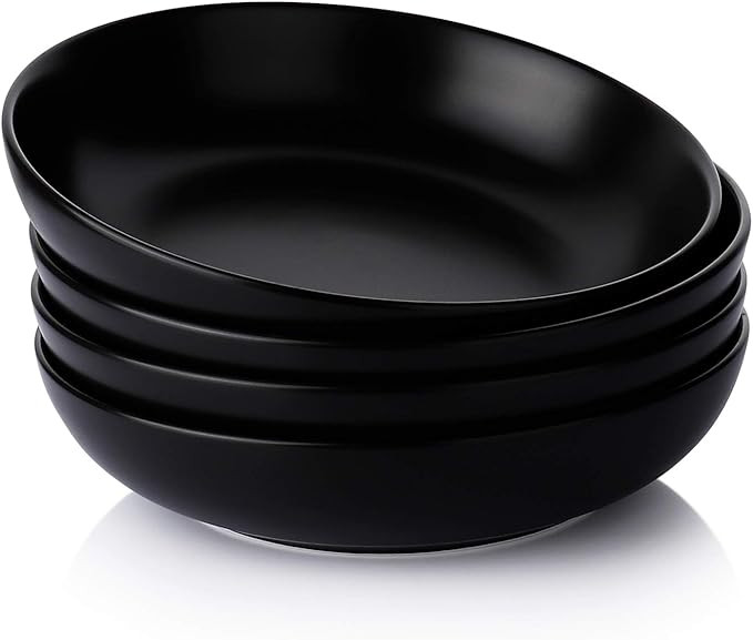 Teocera Pasta Bowls, Large Salad Bowls, Porcelain Bowl Set, Wide and Shallow, Microwave and Dishw... | Amazon (US)