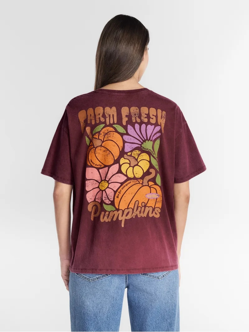 Women's Farm Fresh Pumpkins Graphic Seasonal Fall Tee, from Positivitees, Sizes S-4X | Walmart (US)