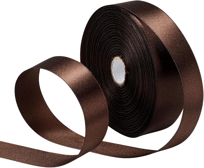 Brown Satin Ribbon for Gift Wrapping, 1 inchx50 Yards Ribbon for Halloween, Thanksgiving Decor, B... | Amazon (US)