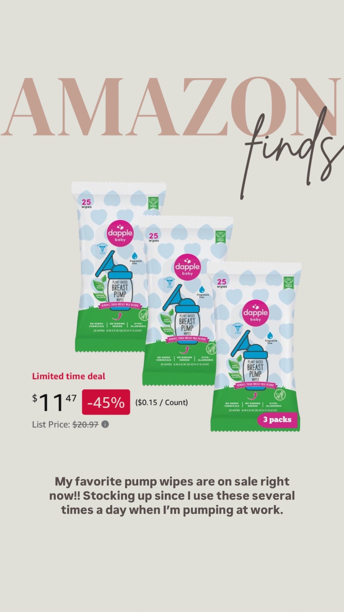 My favorite pump wipes are on sale right now!! Stocking up since I use these several times a day when I’m pumping at work.

#LTKSaleAlert #LTKBaby #LTKSpringSale