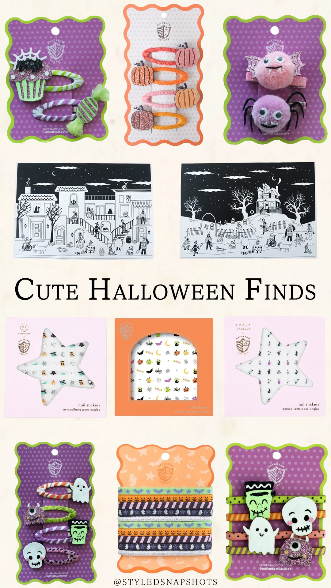 The cutest Halloween hair accessories and nail art for girls! Also love these Halloween coloring mats 

kids Halloween finds