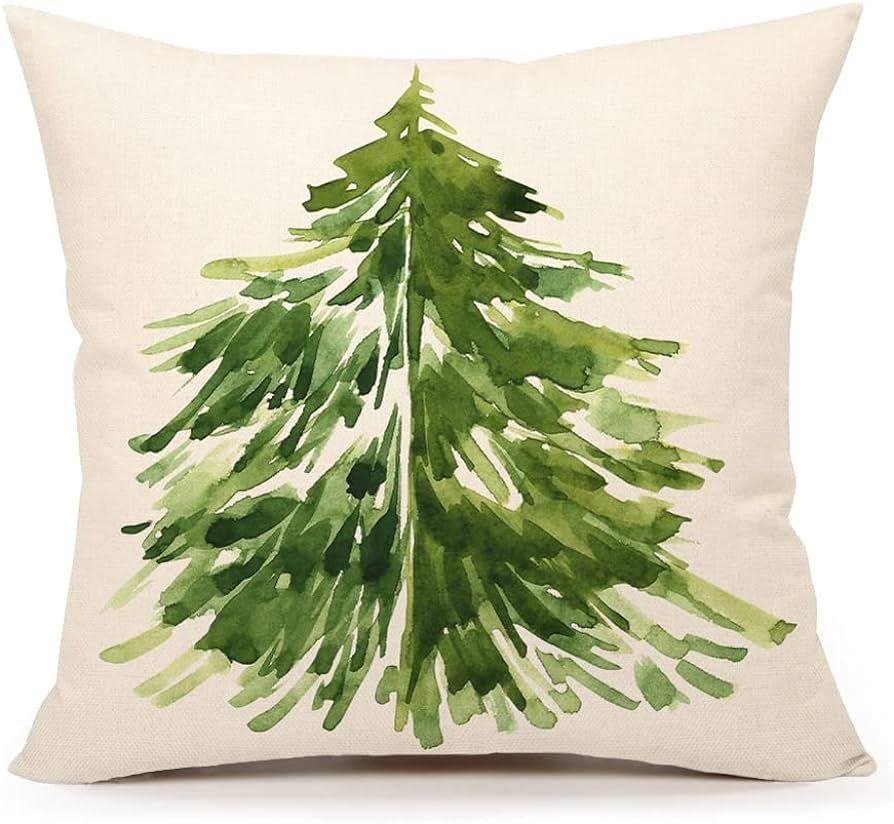 4TH Emotion Watercolor Christmas Tree Throw Pillow Cover Cushion Case for Home Decor Sofa Couch 1... | Amazon (US)