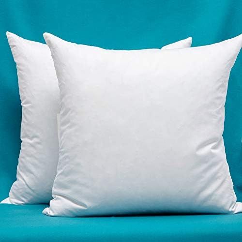 Amazon.com: Set of 2, Cotton Fabric Square Pillow Inserts, Down and Feather Decorative Throw Pill... | Amazon (US)