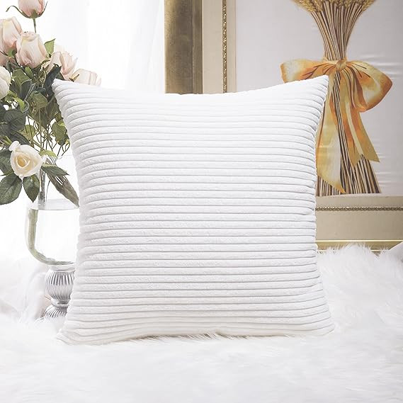Home Brilliant Super Soft Large Pillow Cover Striped Corduroy Decorative Euro Sham Throw Pillow C... | Amazon (US)
