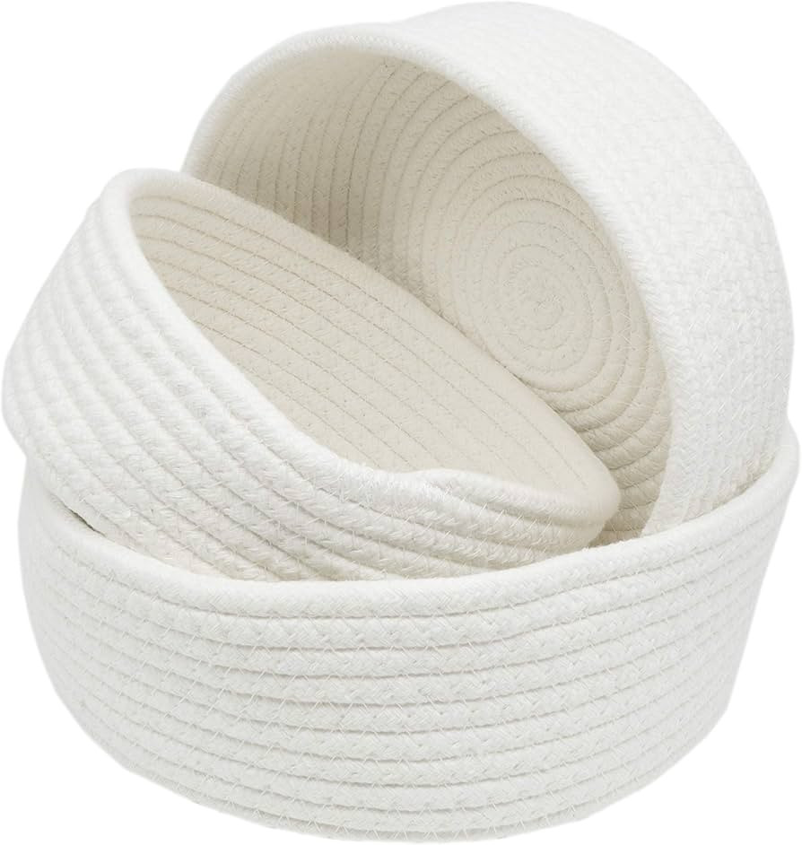 Anzirose Natural Cotton Rope Storage Baskets Multi-sized 3 pieces set Round Organizer Bins for Ho... | Amazon (CA)