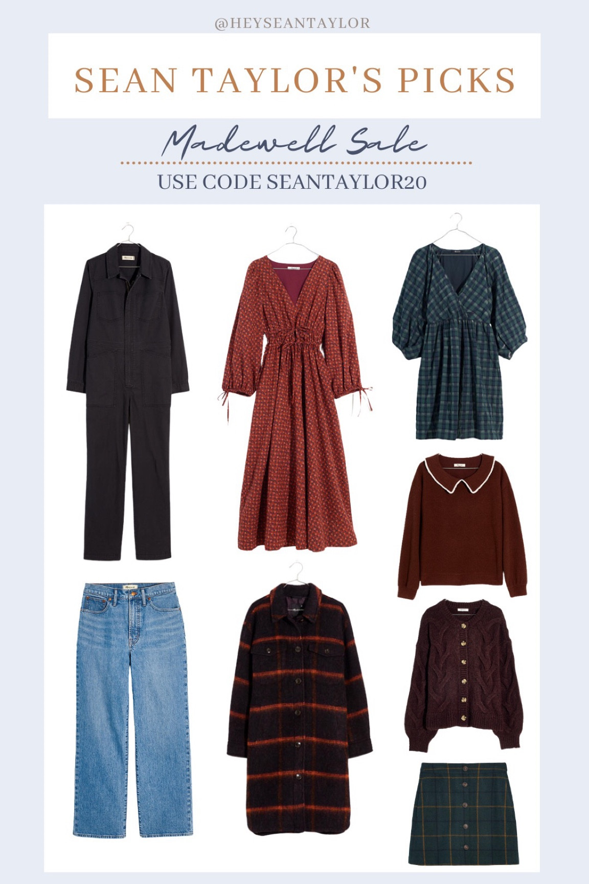 Get 20% off Madewell with code SEANTAYLOR20 through 11/16

#LTKunder100 #LTKsalealert #LTKstyletip