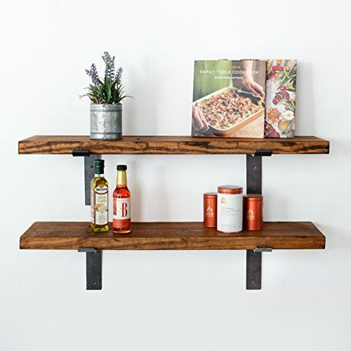 DAKODA LOVE - Industrial Shelves w/ Metal Brackets (Set of 2), USA Handmade, Pine Wood (5H x 36W x 1 | Amazon (US)