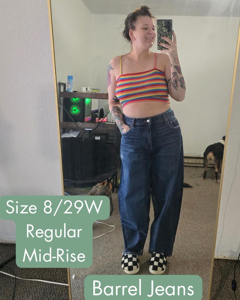 I have been loving #barreljeans lately! Do you wear barrel jeans? How do you style them?

❤️‍🔥These are #americaneagle barrel jeans size 8/29W, #midrise . For reference I am 140lbs and 5’3❤️‍🔥
#midrisejeans #baggyjeans #trendyjeans

#LTKStyleTip #LTKU #LTKFindsUnder100