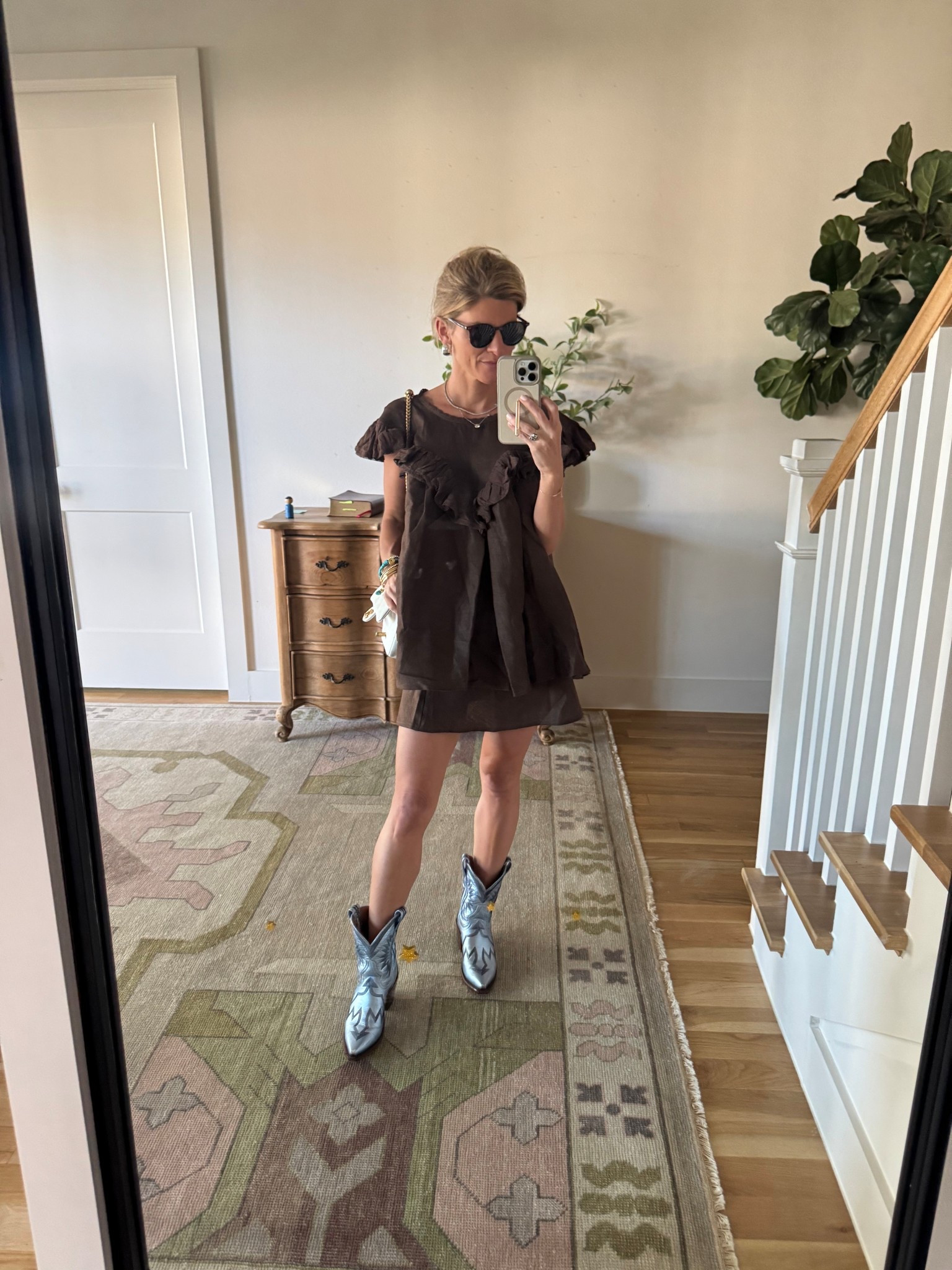 Brown linen skirt set! Wearing xs 