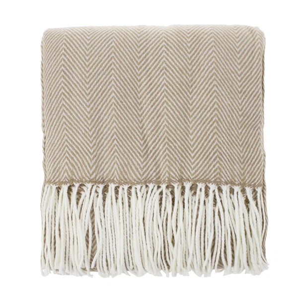 Fennco Styles Aqua Herringbone Fringed Throw Blanket | Wayfair | Wayfair North America