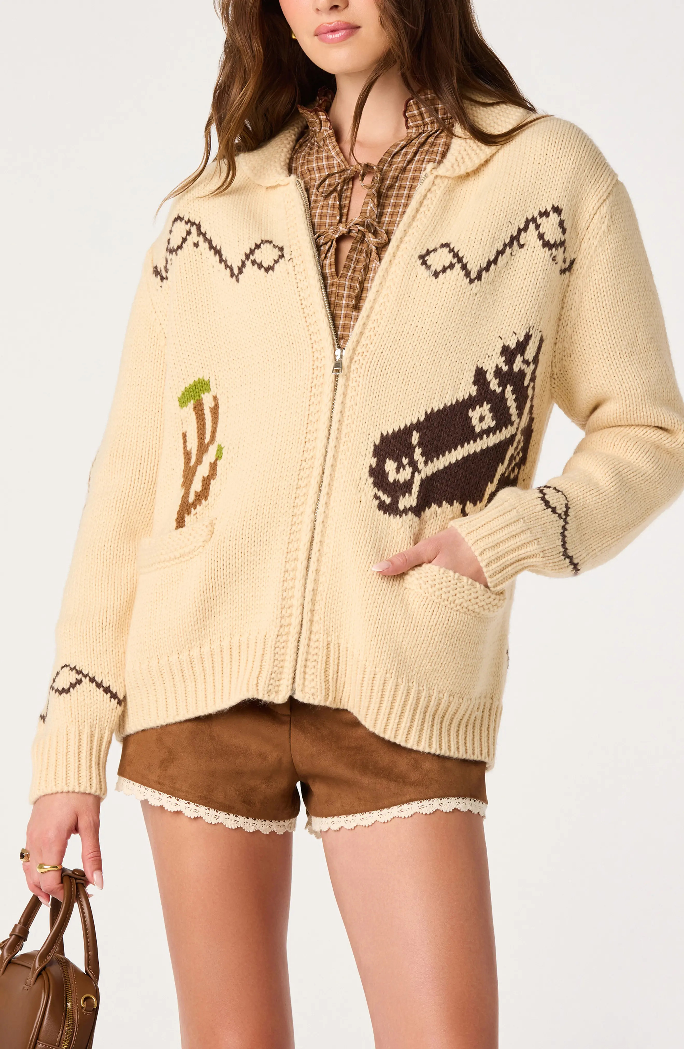 ASTR the Label Ivy Zip Cardigan in Vintage Cream at Nordstrom, Size Medium | Nordstrom