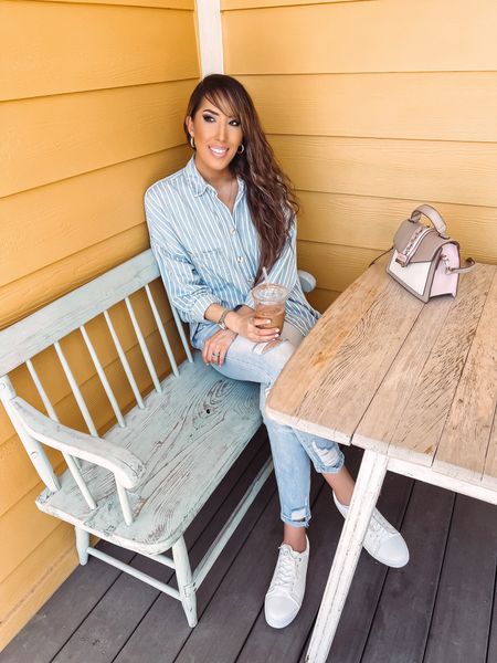 Vici striped chambray top on sale! Great quality and fit is relaxed. I’m wearing a small.
Use code: Stylesbybriannajane 

#LTKstyletip #LTKfindsunder50 #LTKsalealert