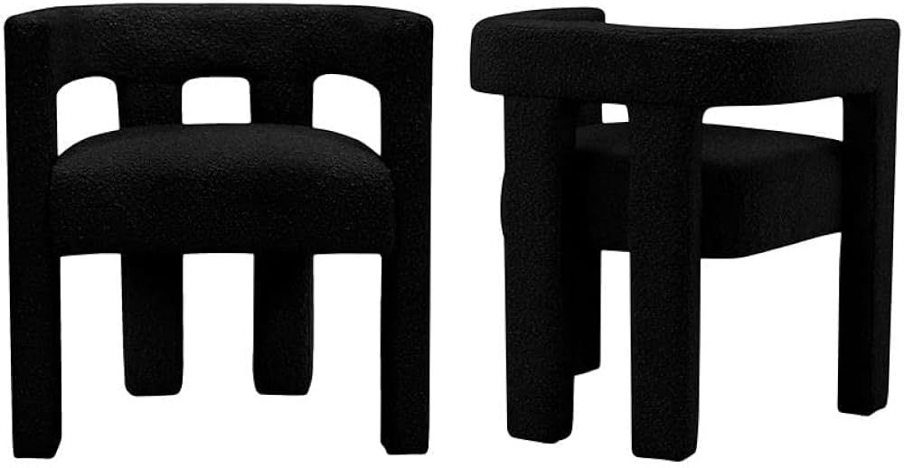 MAKLAINE Contemporary Designed Black Fabric Upholstered Dining Chairs Set of 2 | Amazon (US)