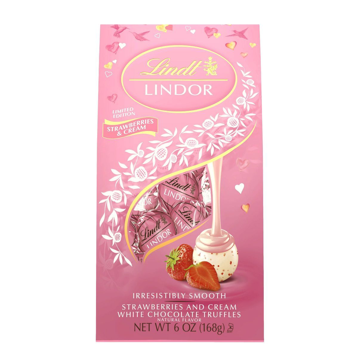 Lindt Lindor Valentine's Strawberries and Cream White Chocolate Truffles - 6oz | Target