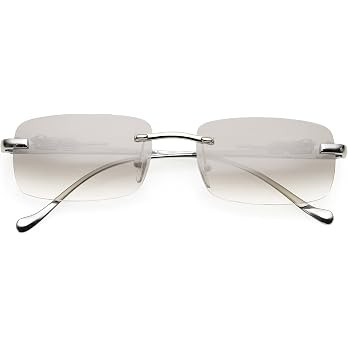 zeroUV Luxe Jaguar Metal Plated Temple Rimless Vintage Square Sunglasses D244 | Amazon (US)