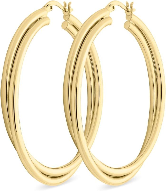 MILLA Twist Earrings - Gold Twisted Hoop Earrings & Thick Silver Hoop Earrings for Women - Big Ch... | Amazon (US)