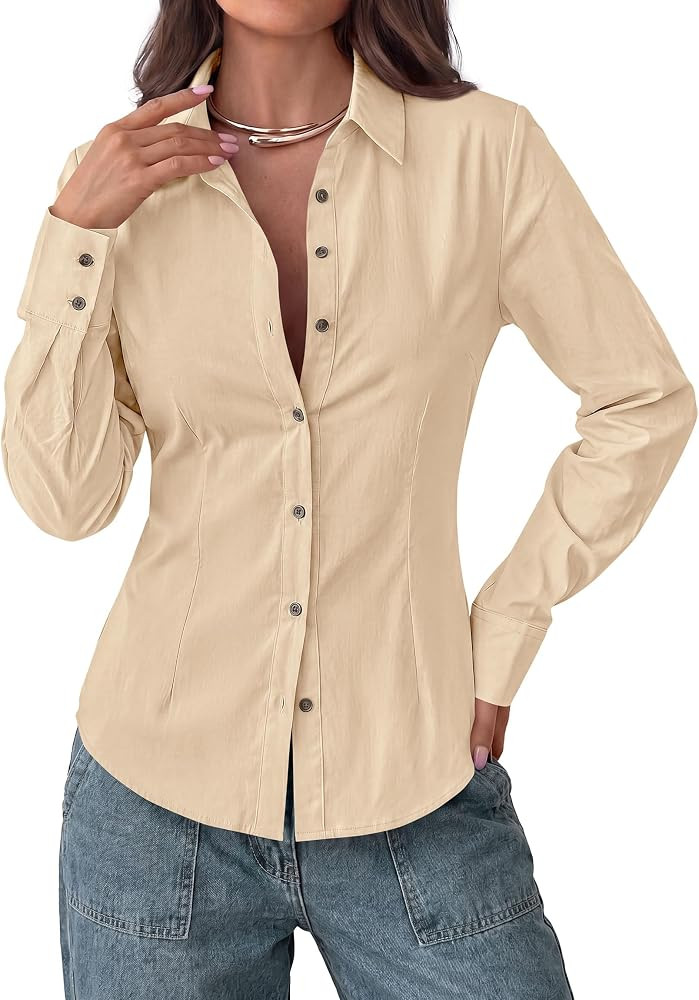 PRETTYGARDEN Womens Button Down Shirts Long Sleeve Blouse | Amazon (US)