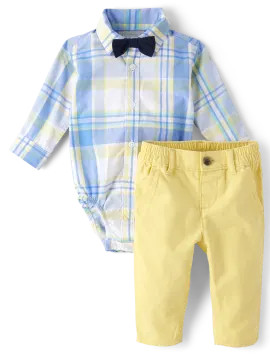 Baby Boys Dad And Me Plaid Poplin 2-Piece Outfit Set - white | The Children's Place