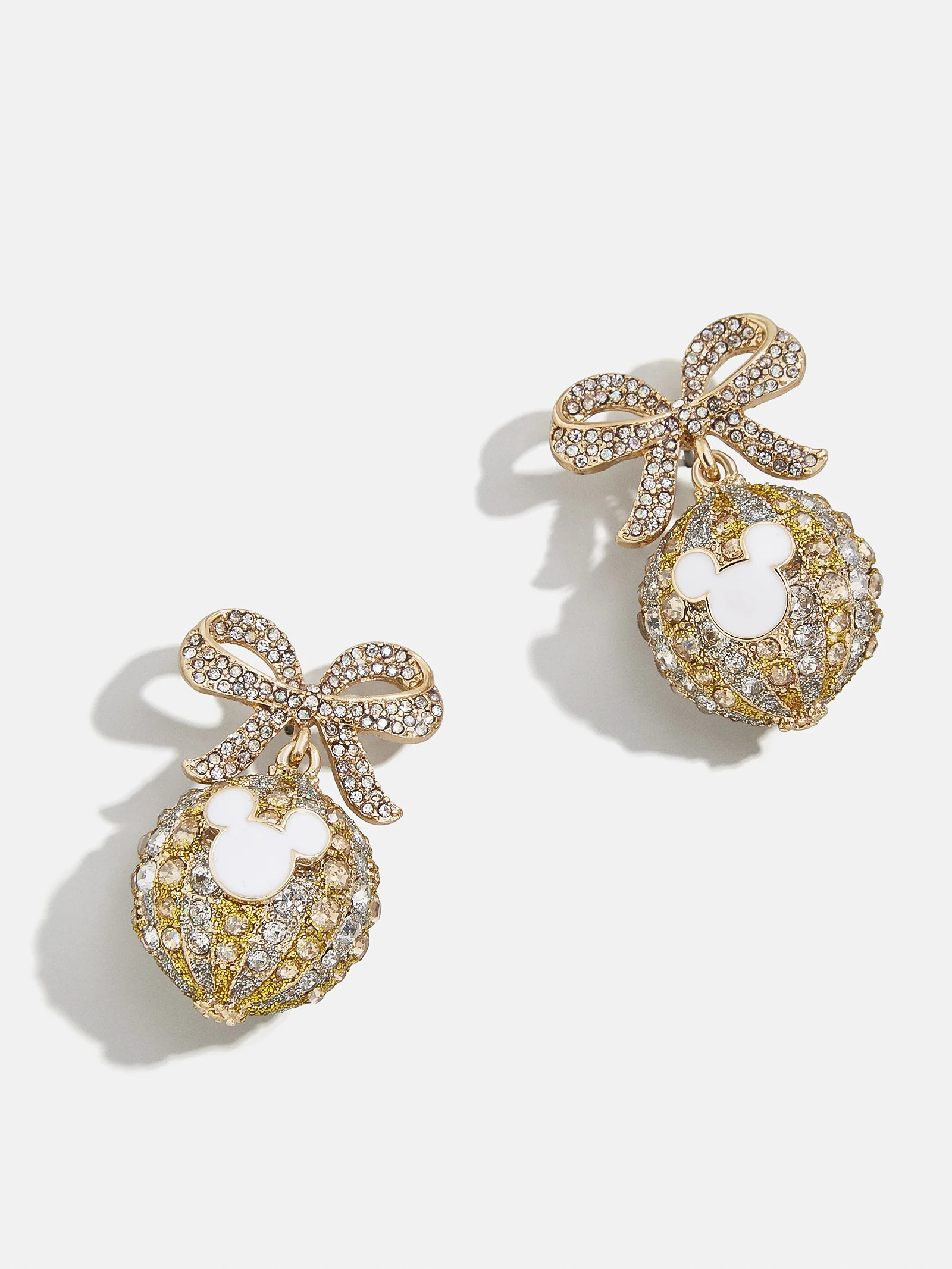 Mickey Mouse Disney Pavé Ornament Earrings - Clear/Gold | BaubleBar (US)