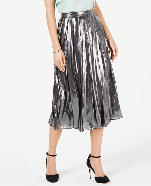 Foil-Coated Pleated Skirt | Macys (US)