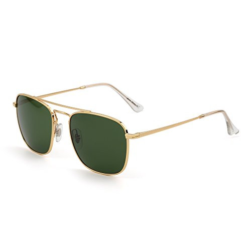 JIM HALO Retro Square Aviator Sunglasses Premium Glass Lens Flat Metal Eyewear Men Women | Amazon (US)