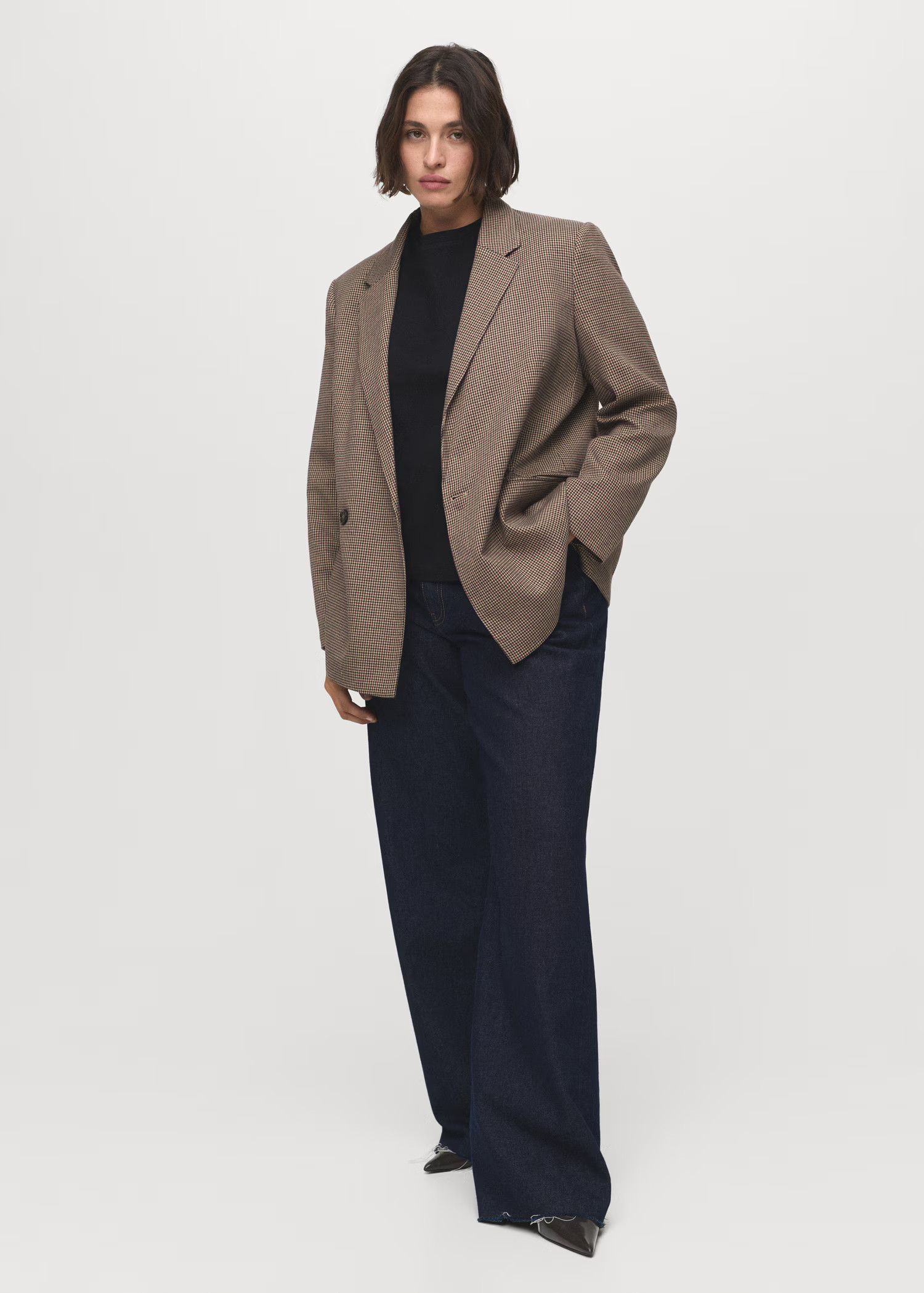 Zweireihiger Blazer mit Mikro-Hahnentrittmuster | Mango EU