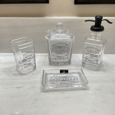 4pc BELLA LUX Bathroom Set Dr Apothecary Jar Soap Dispenser Toothbrush NEW | eBay US
