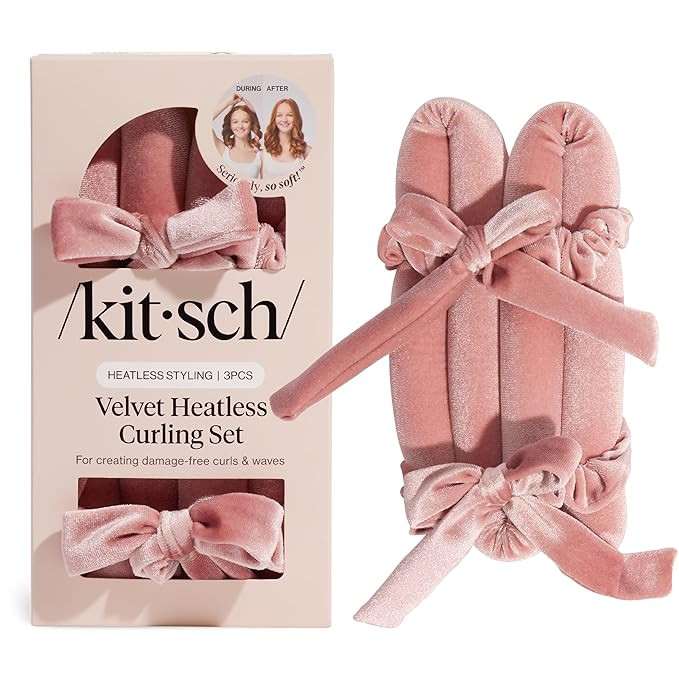 Kitsch Velvet Heatless Curling Set – Hair Curler to Sleep In for Heatless Curls Overnight - Hea... | Amazon (US)